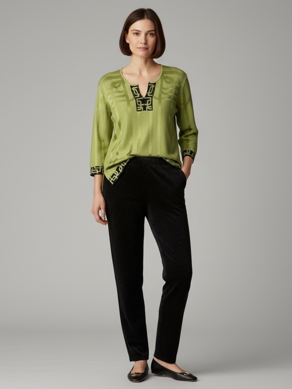 Ming Wang Jacquard Knit Tunic size L